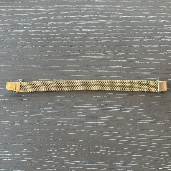 Vintage Fashion Bracelet 2 Tone Gold/Silver Mesh Base Diamond Cut Details GUC - Picture 6 of 12